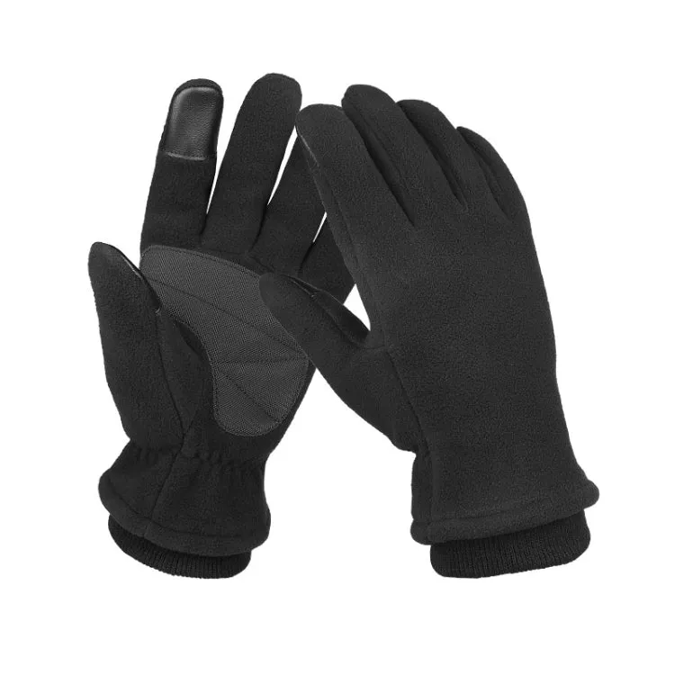 1pair Rocker Fleece Winter Warm Anti-Slip Gloves Outdoor Riding Sports Gloves, Size: M(Black)