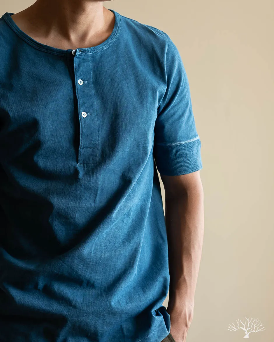 207 Short Sleeve Henley - Natural Indigo