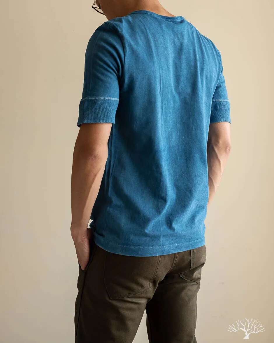 207 Short Sleeve Henley - Natural Indigo