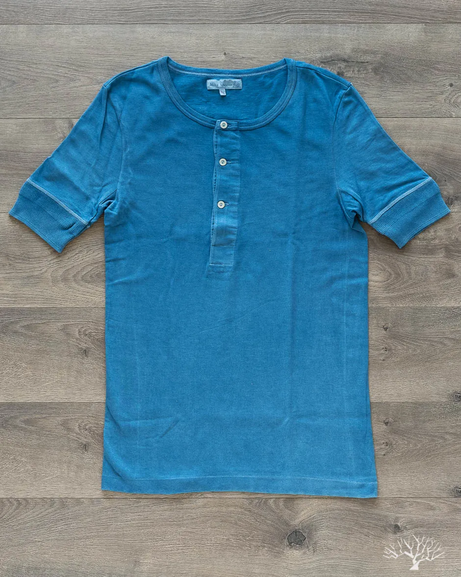 207 Short Sleeve Henley - Natural Indigo