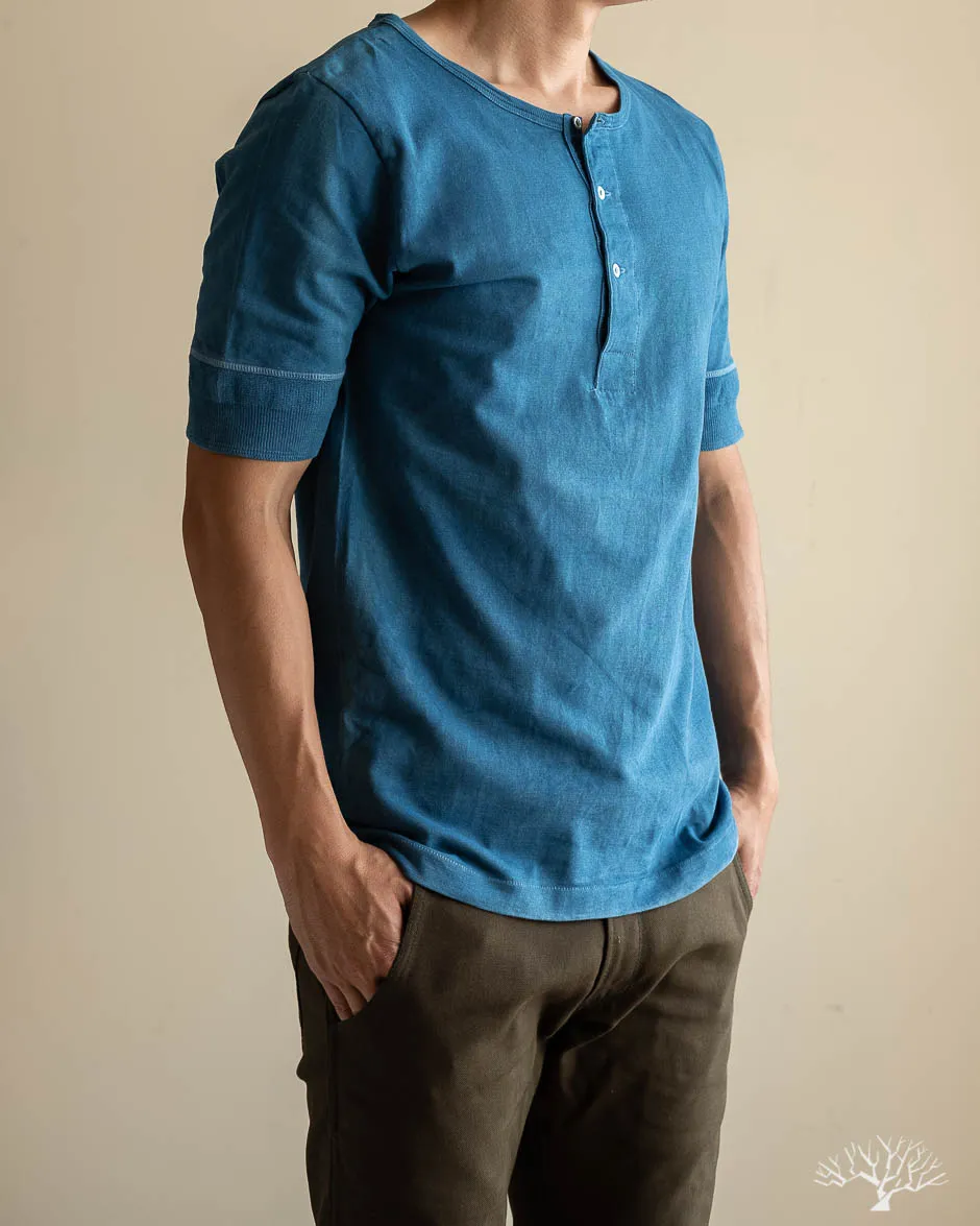 207 Short Sleeve Henley - Natural Indigo