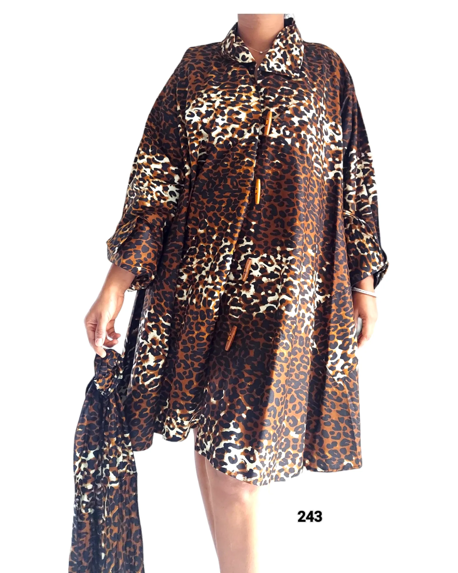 243- Short  Dress / Blouse -Brown Animal