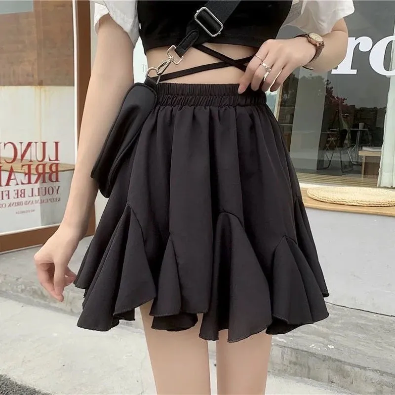 Advbridge Elegant Ruffle Women Mini Skirt Korean Style Lace Fairycore Sweet Shorts Skirt Kawaii Pleated Patchwork Casual Skirts