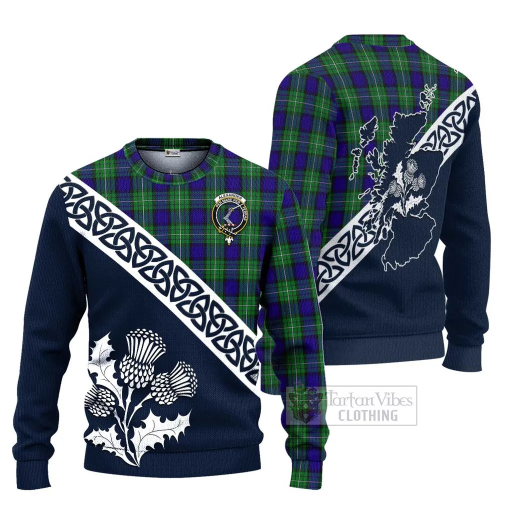 Alexander Tartan Ugly Sweater Featuring Thistle and Scotland Map