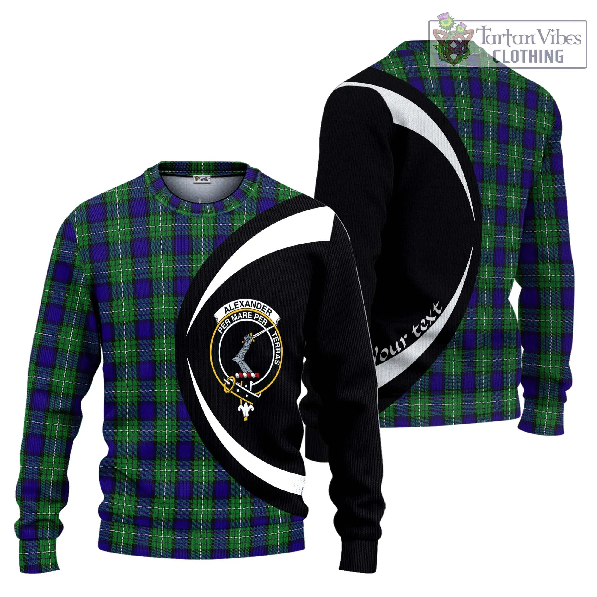 Alexander Tartan Ugly Sweater with Family Crest Circle Style