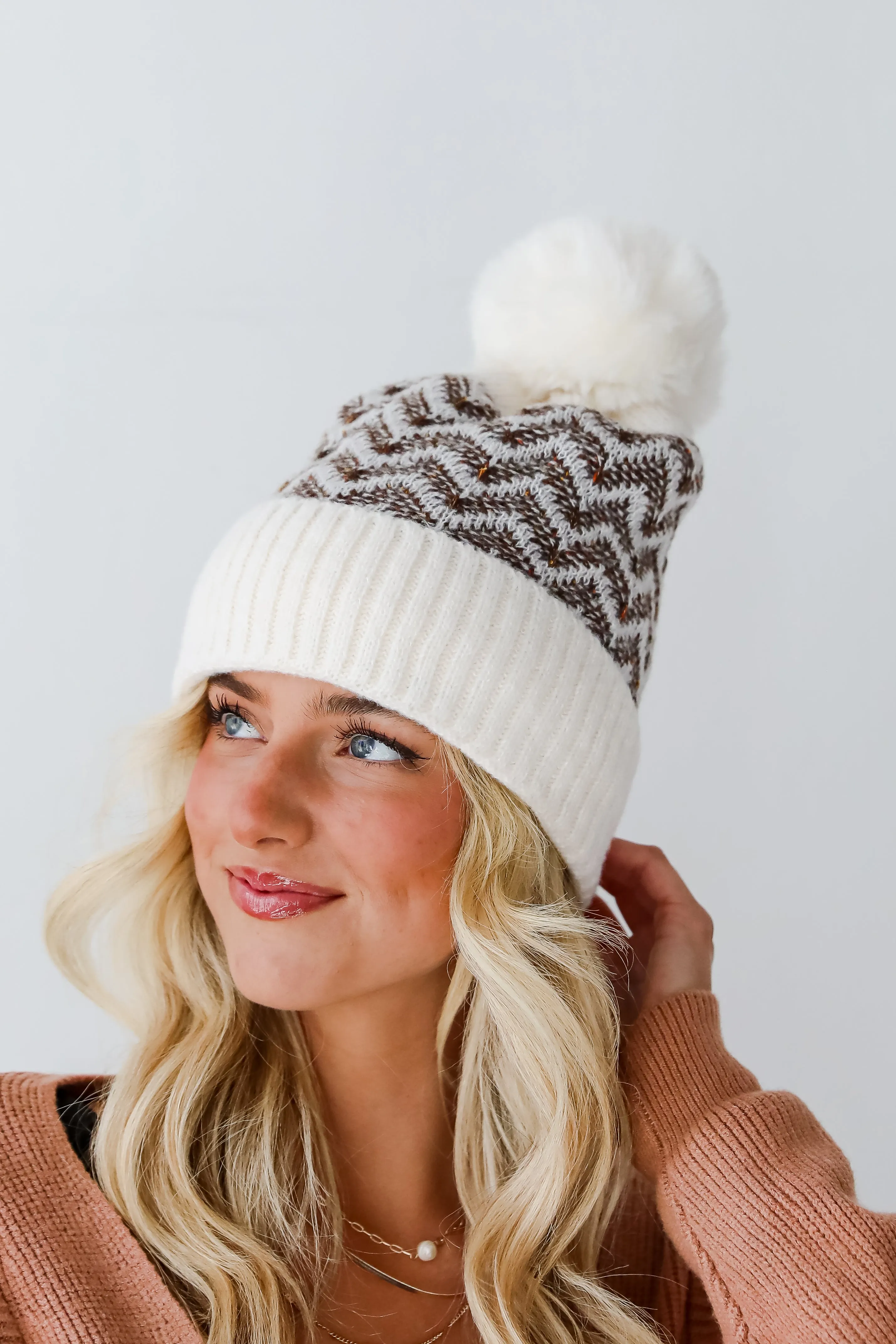 Alpine Poise Ivory Pom Pom Beanie - DOORBUSTER