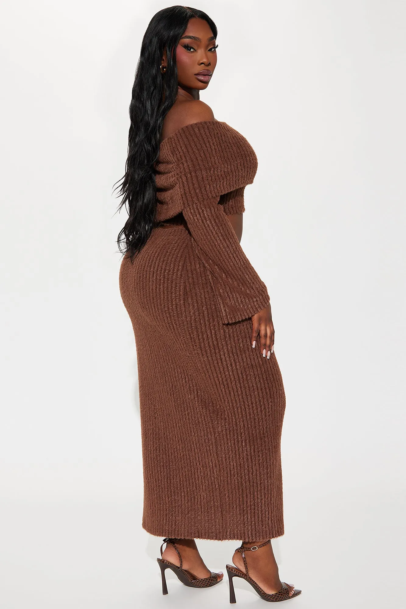 Always Sweet Sweater Skirt Set - Brown