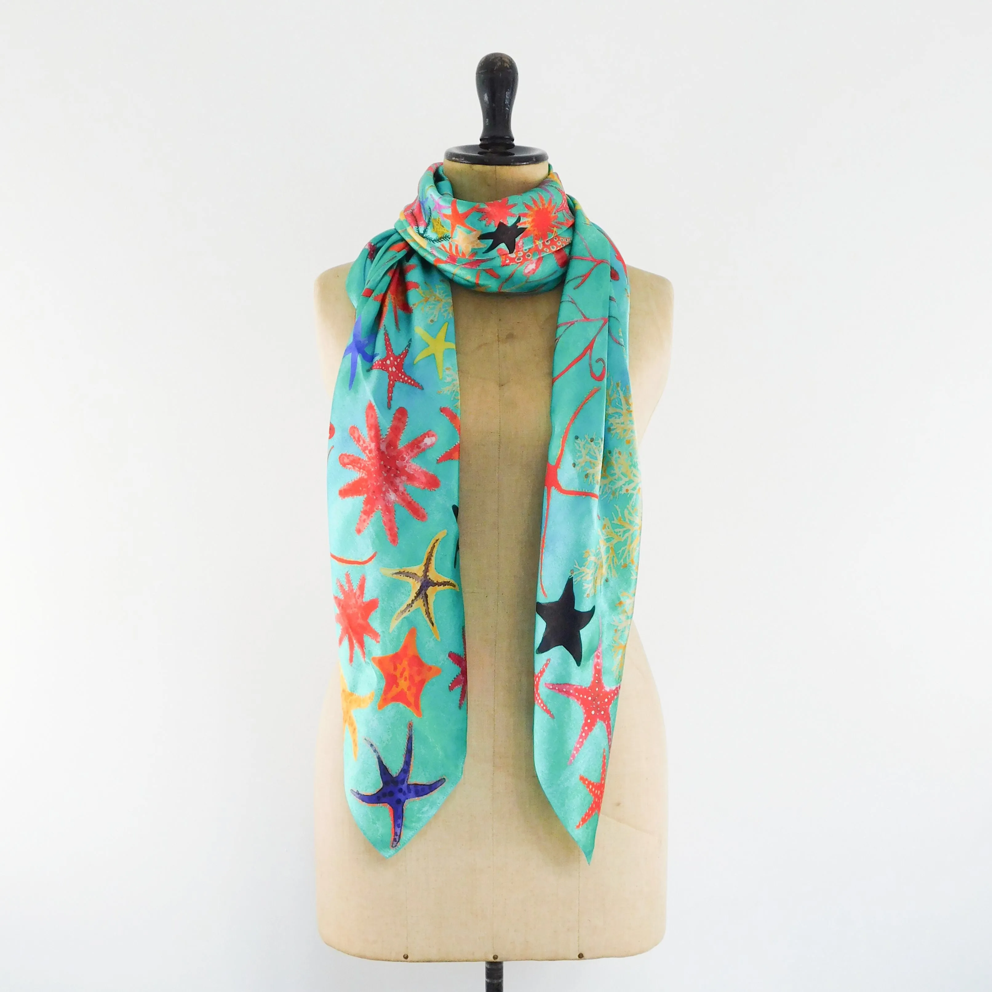 Asterozoa Starfish Print Silk Scarf