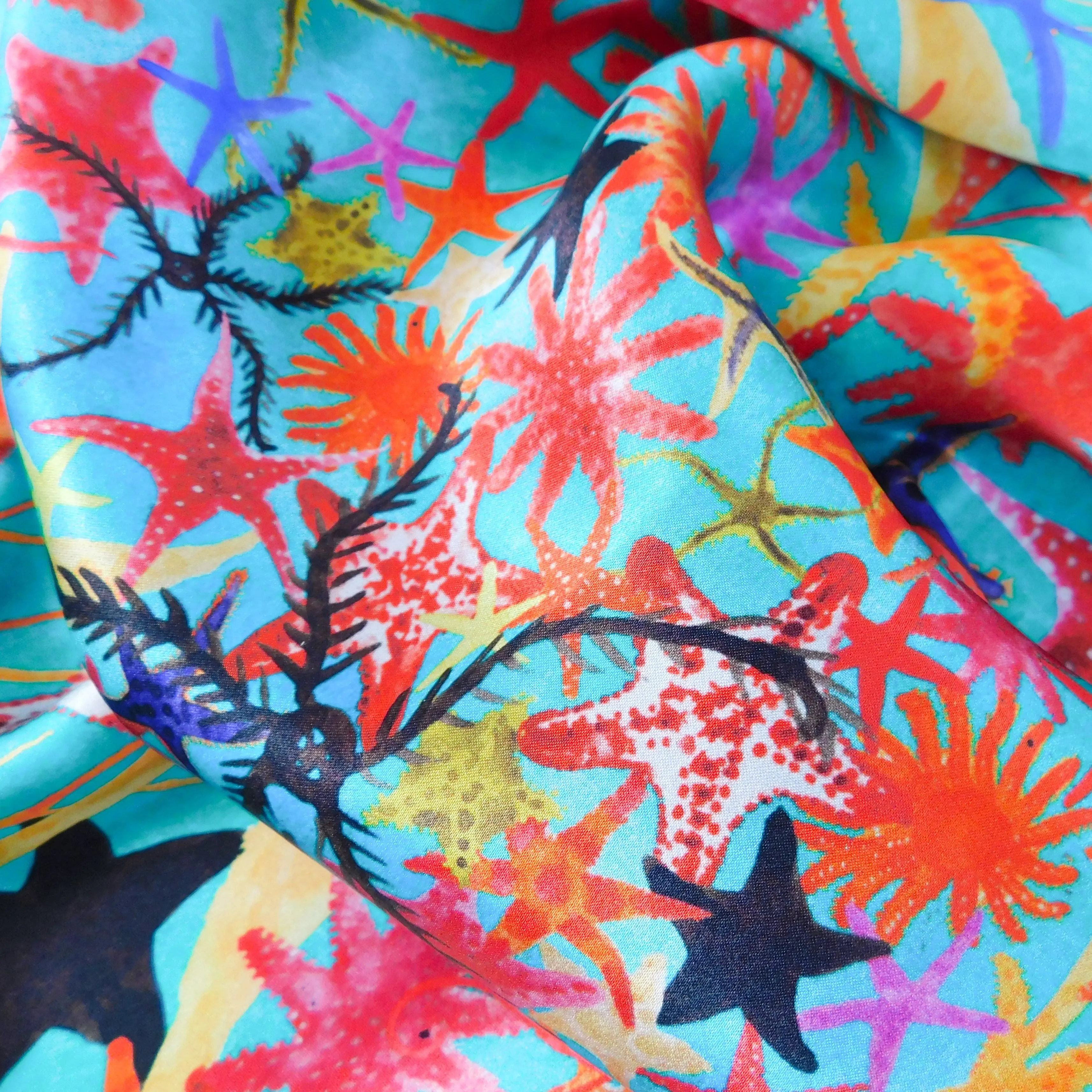 Asterozoa Starfish Print Silk Scarf