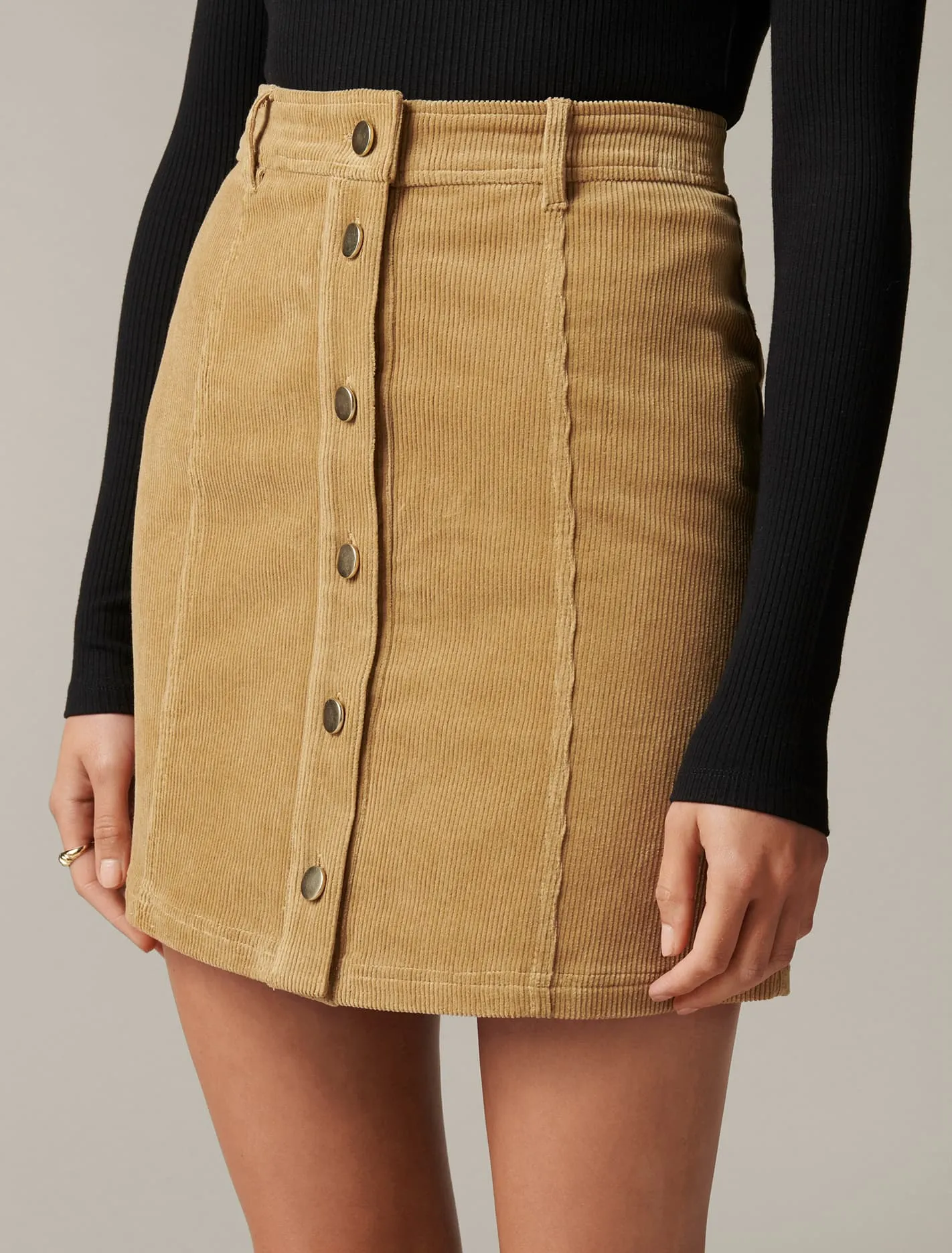 Aurora Button Cord Mini Skirt