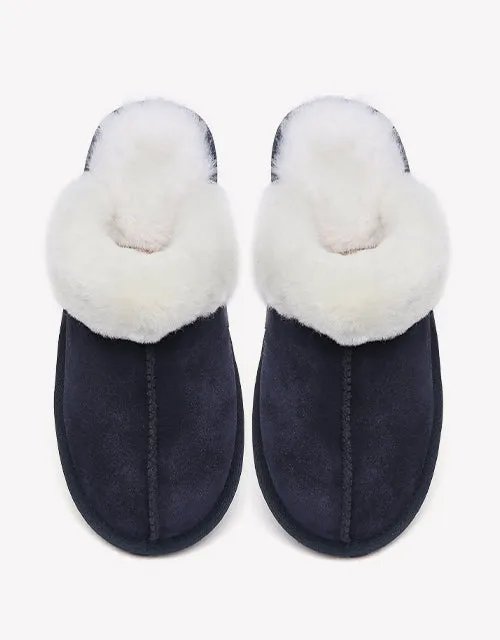 Australian Shepherd Premium Sheepskin Wool Unisex Scuff Ugg Slippers Rosa Water Resistant