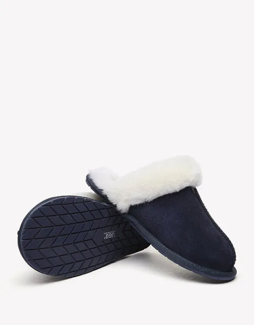 Australian Shepherd Premium Sheepskin Wool Unisex Scuff Ugg Slippers Rosa Water Resistant