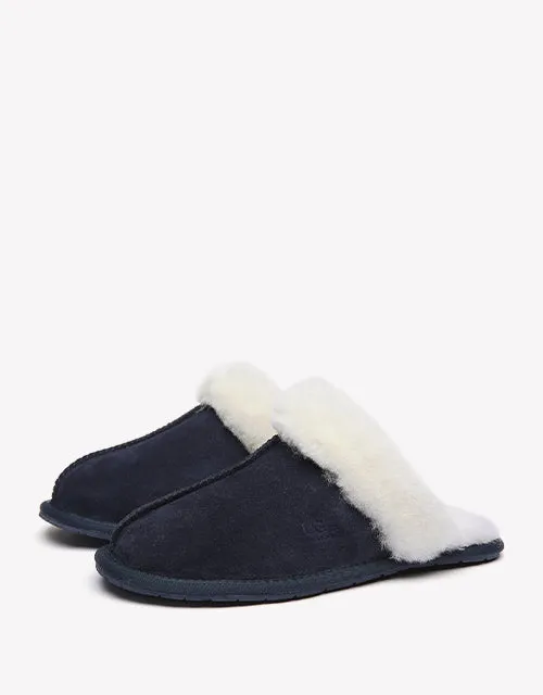 Australian Shepherd Premium Sheepskin Wool Unisex Scuff Ugg Slippers Rosa Water Resistant