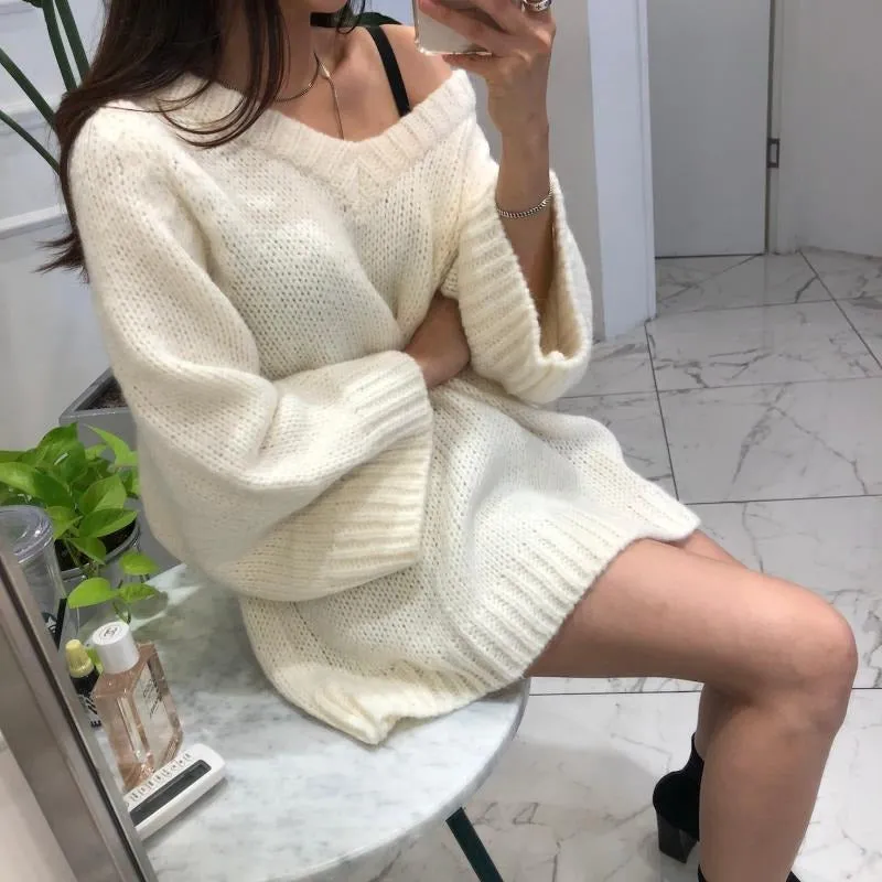 Autumn Sweater Winter Long loose Maxi Oversize Knitted Dress