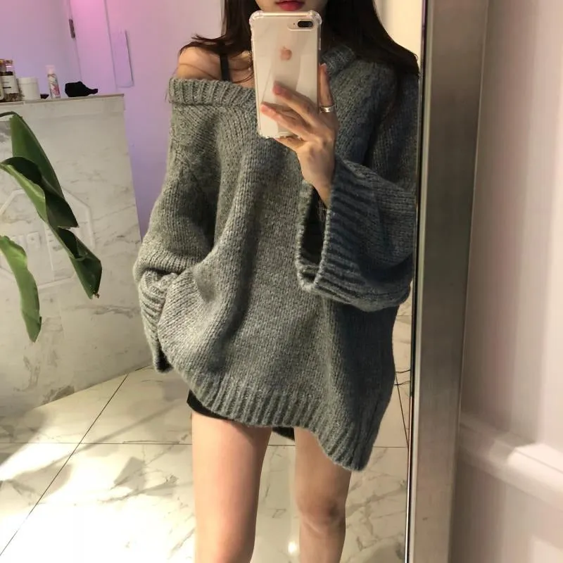 Autumn Sweater Winter Long loose Maxi Oversize Knitted Dress