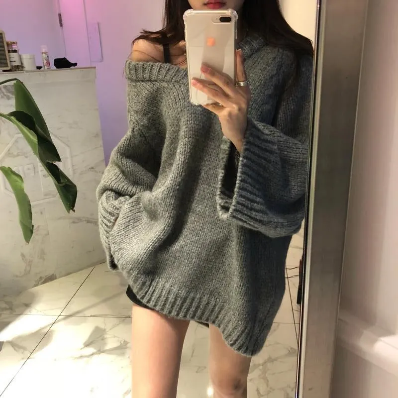 Autumn Sweater Winter Long loose Maxi Oversize Knitted Dress