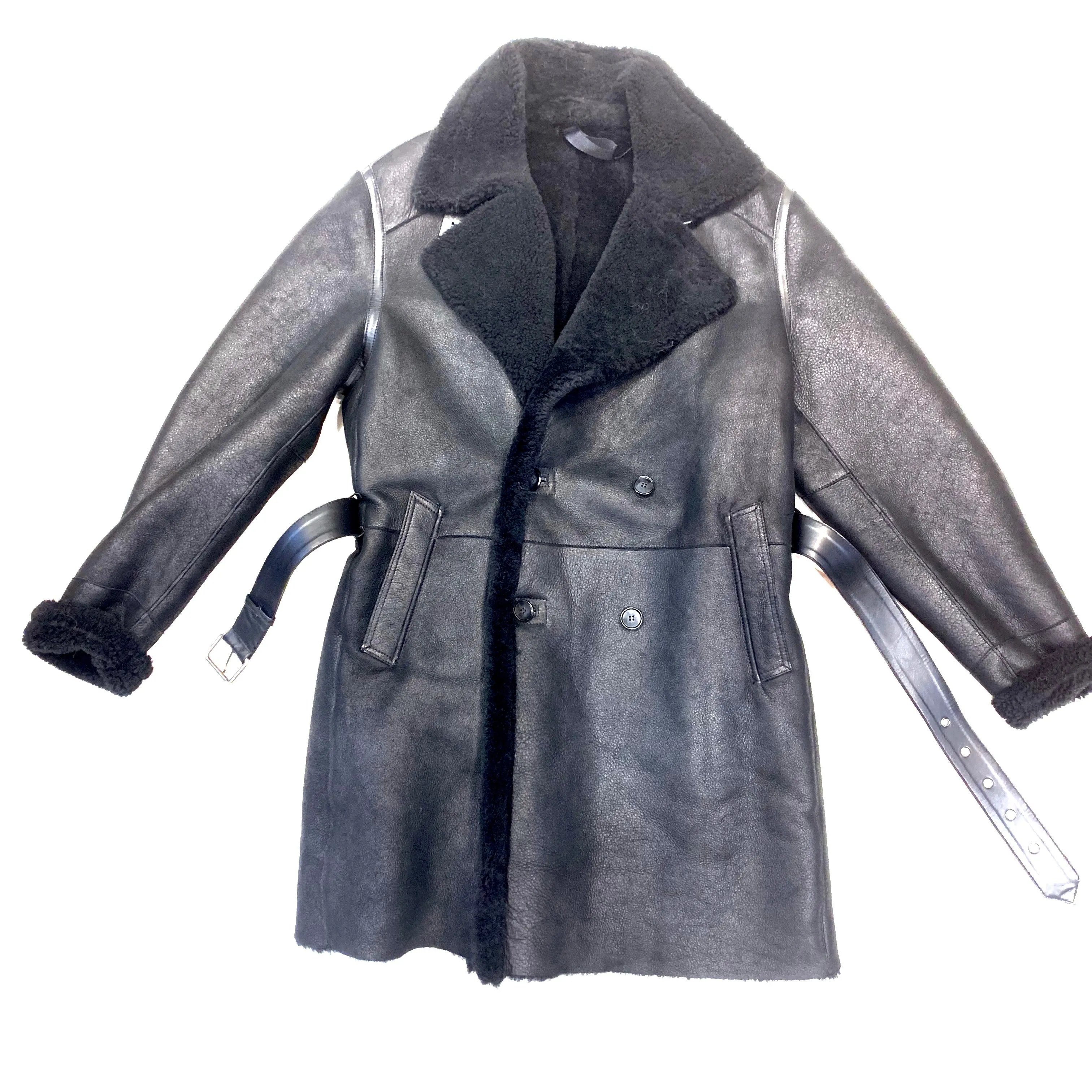 Barya NewYork Black Shearling Trench Coat