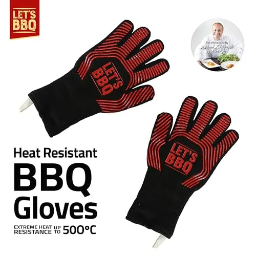 BBQ Oven Gloves Mitts Heat Resistant Grill Garden Parties Outdoor 1536 Red