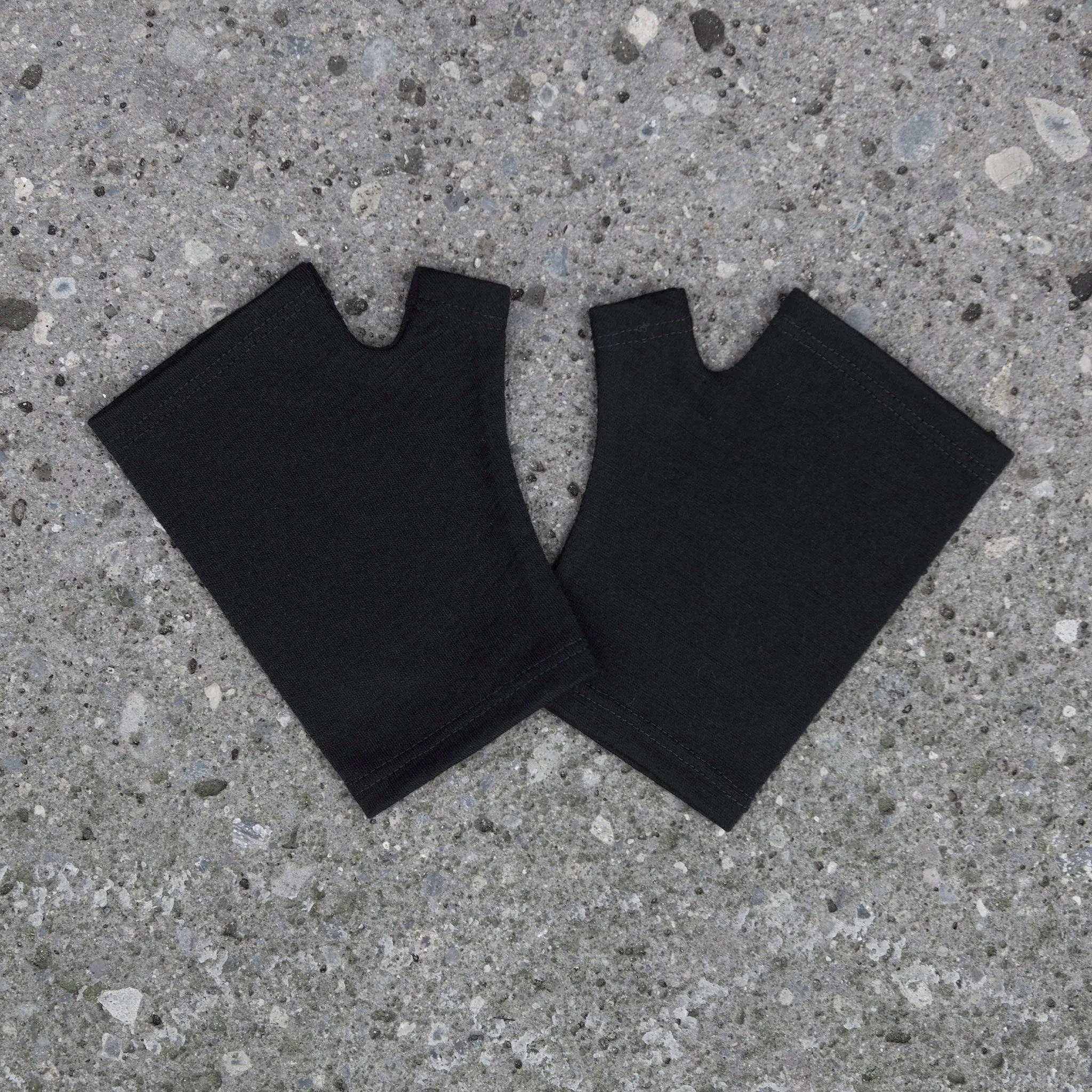 Black hobo length merino fingerless gloves