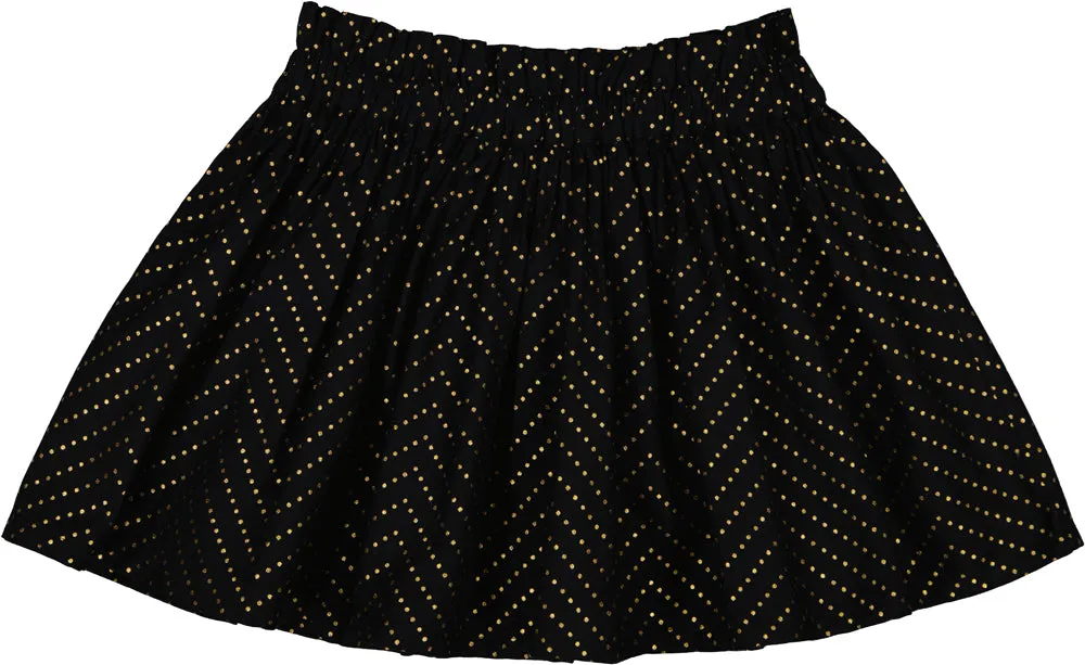 Black with Gold Dots Long Skirt