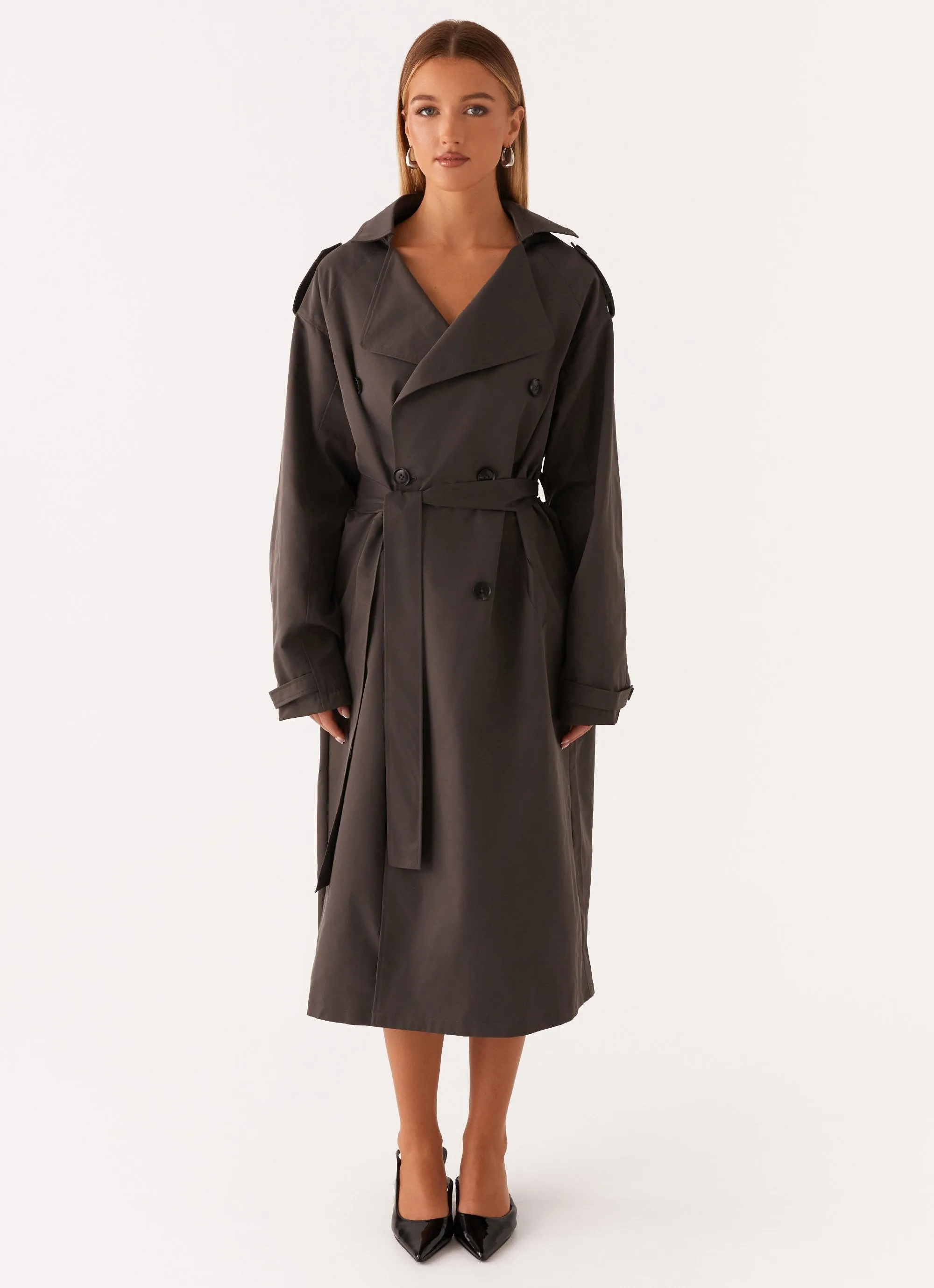 Brighton Oversized Trench Coat - Grey