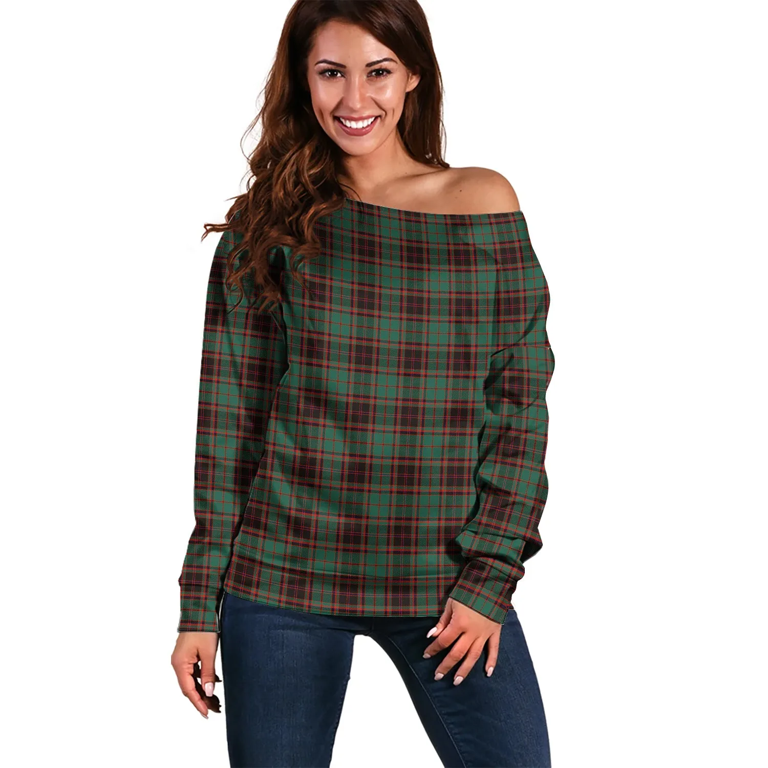 Buchan Ancient Tartan Off Shoulder Women Sweater