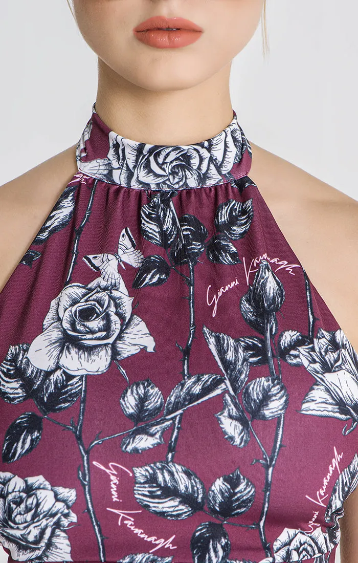 Burgundy Under Halter Neck Top