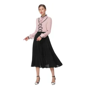 C080 Women metallic knit elasticated waist full circle sunburst pleated evening midi skirt