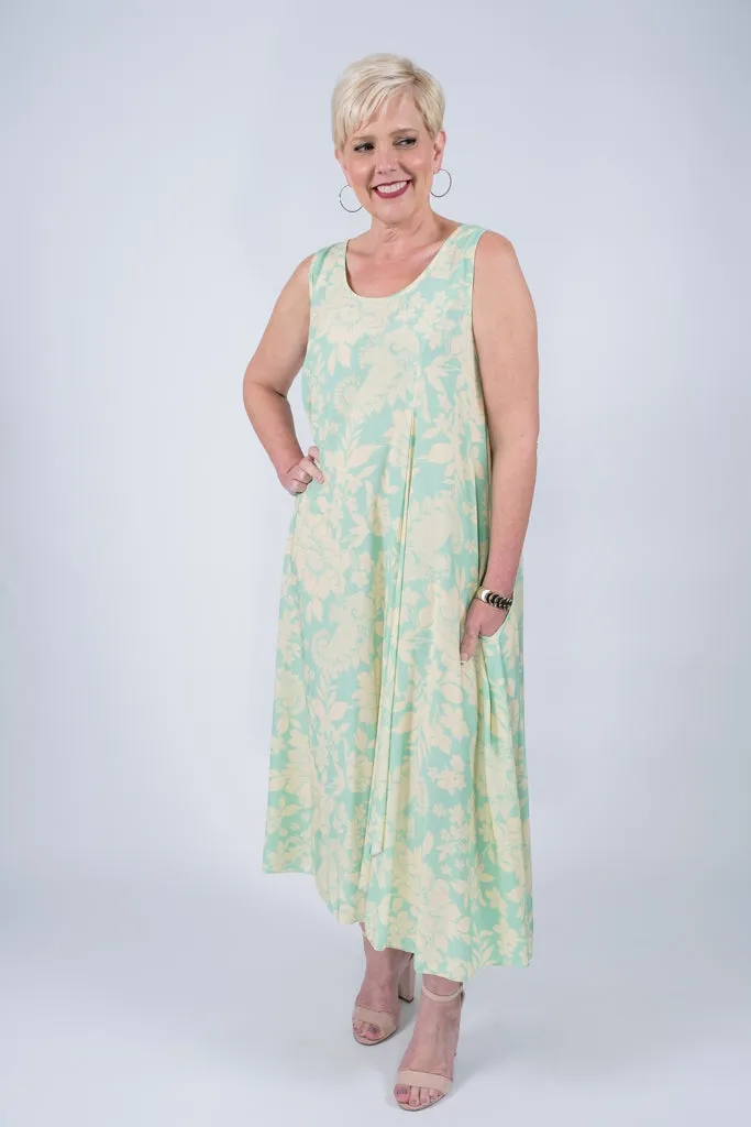 Cara Floral Viscose Slit Dress (DT115F)