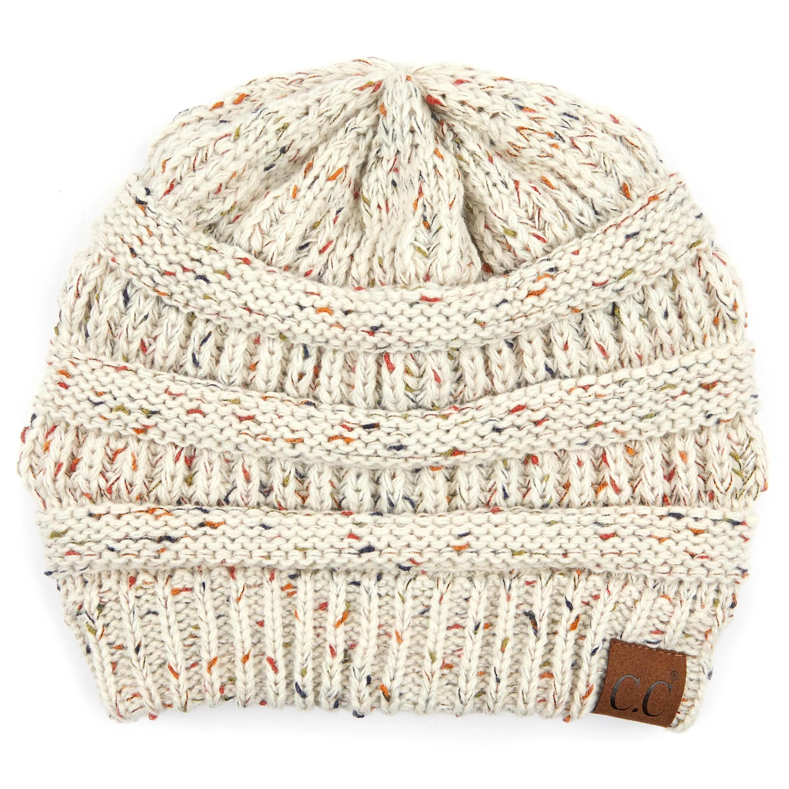 'C.C®' Cable Knit Confetti Beanie - Oatmeal