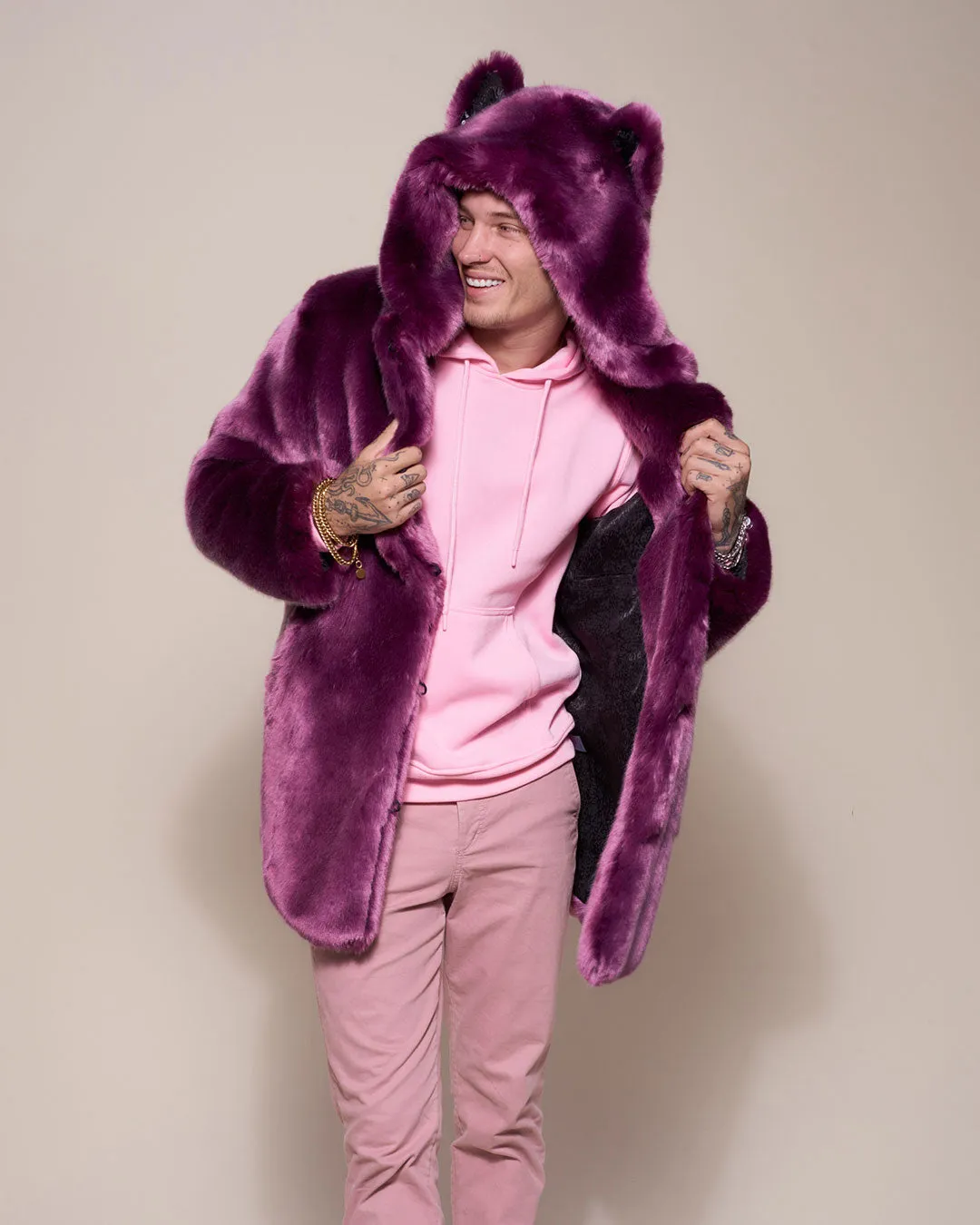 Classic Men's Faux Fur Coat | Lavender Wolf