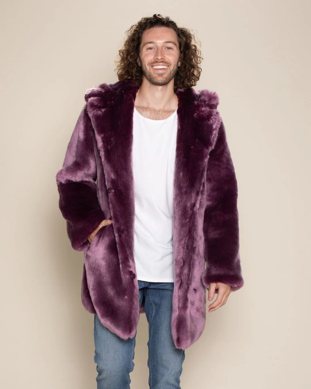 Classic Men's Faux Fur Coat | Lavender Wolf