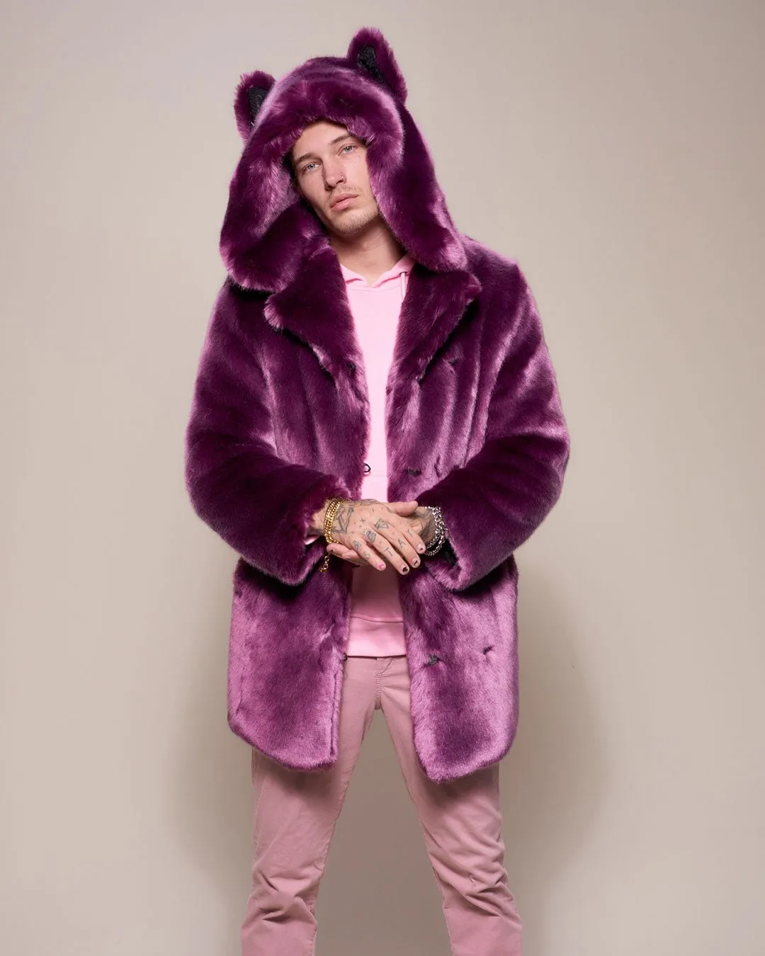 Classic Men's Faux Fur Coat | Lavender Wolf