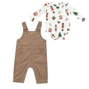 Classic Overall & Bodysuit Set - Solid Cinnamon Swirl