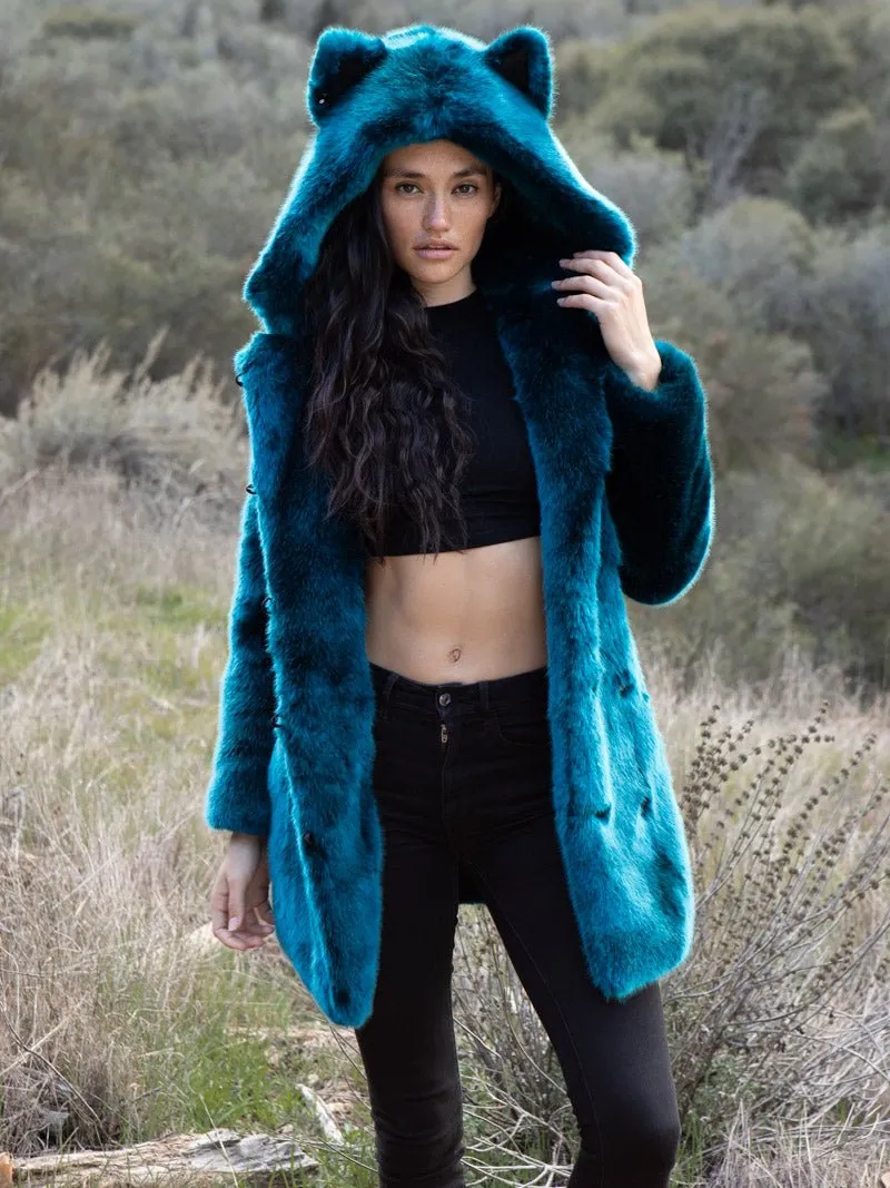 Classic Women's Blue Faux Fur Coat | Royal Wolf