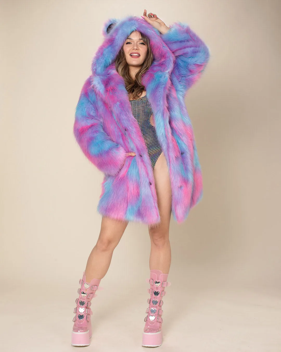 Classic Women's Faux Fur Coat | Cotton Candy Bear