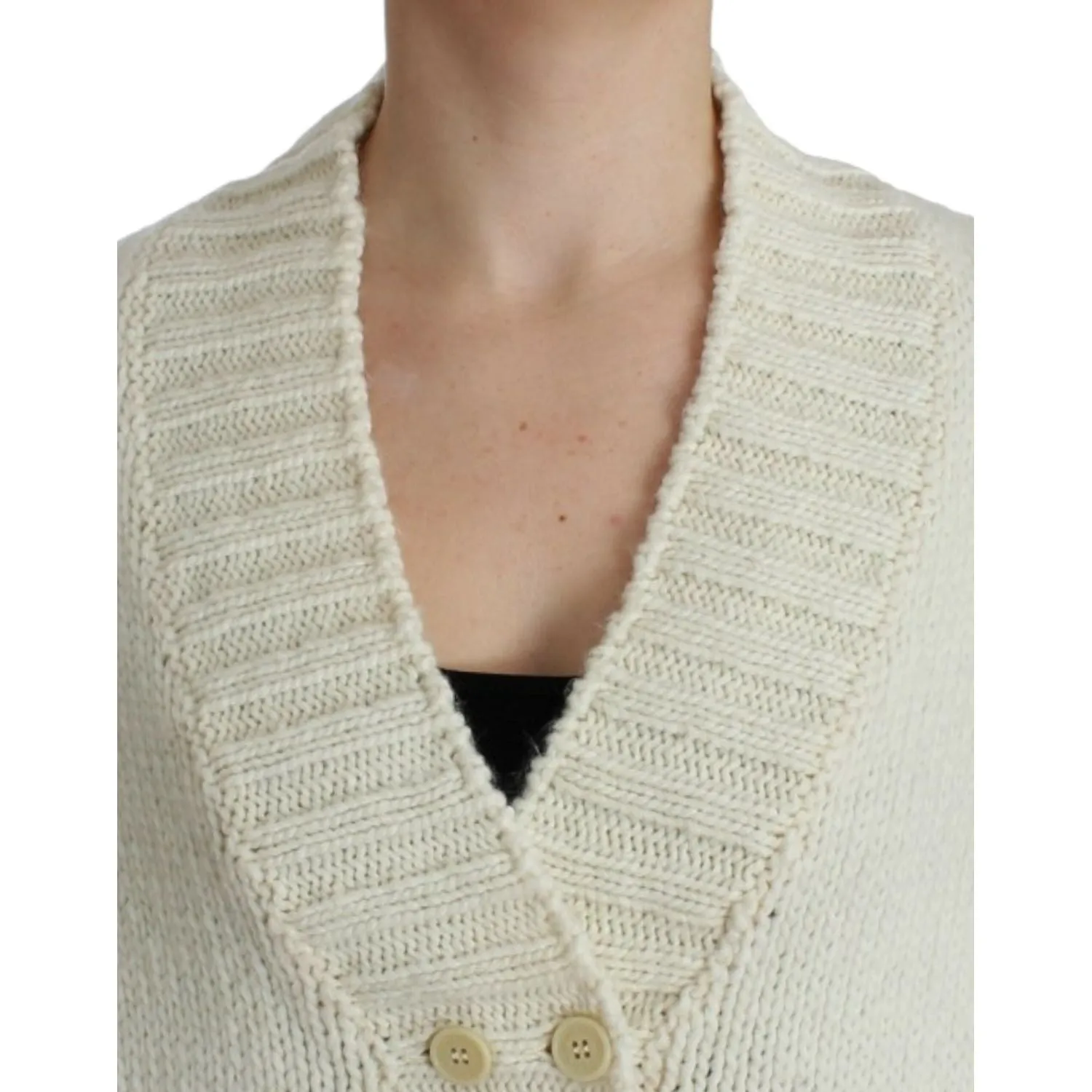 Costume National Elegant White Knitted Cape-Cardigan Hybrid