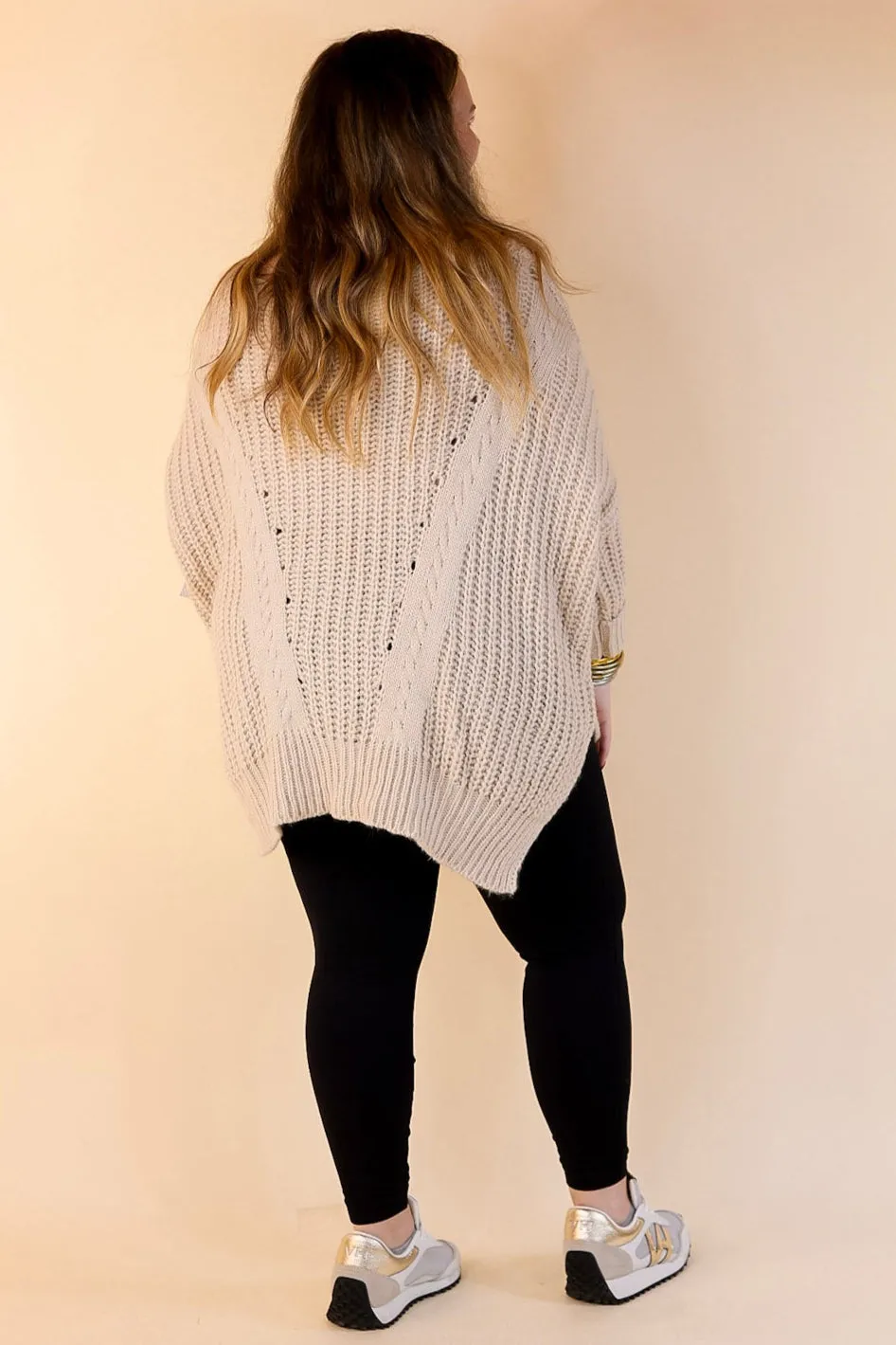 Crisp Morning Air Oversized Dolman 3/4 Sleeve Sweater in Ivory