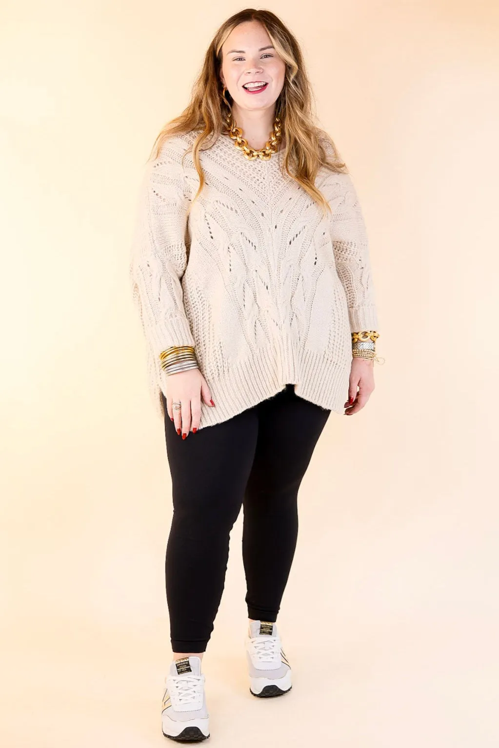 Crisp Morning Air Oversized Dolman 3/4 Sleeve Sweater in Ivory