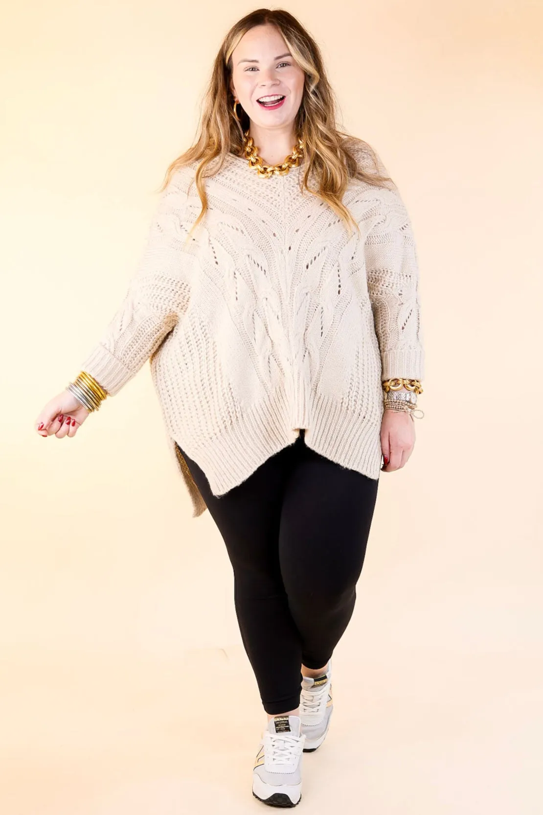 Crisp Morning Air Oversized Dolman 3/4 Sleeve Sweater in Ivory