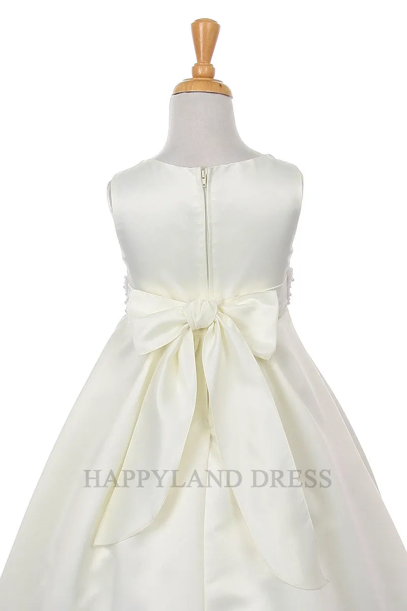 D1189 Satin with Satin Pearl Skirt (White or Ivory)