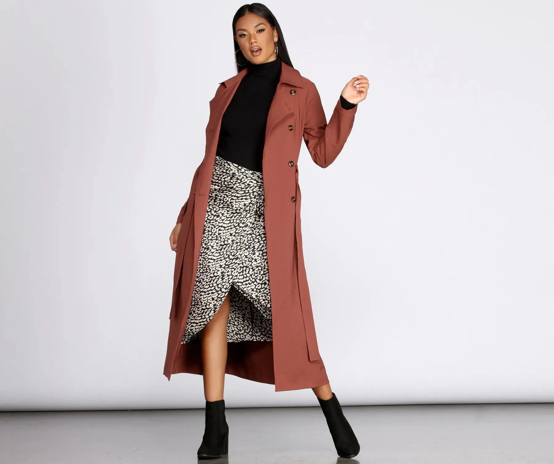 Double Trouble Long Trench Coat