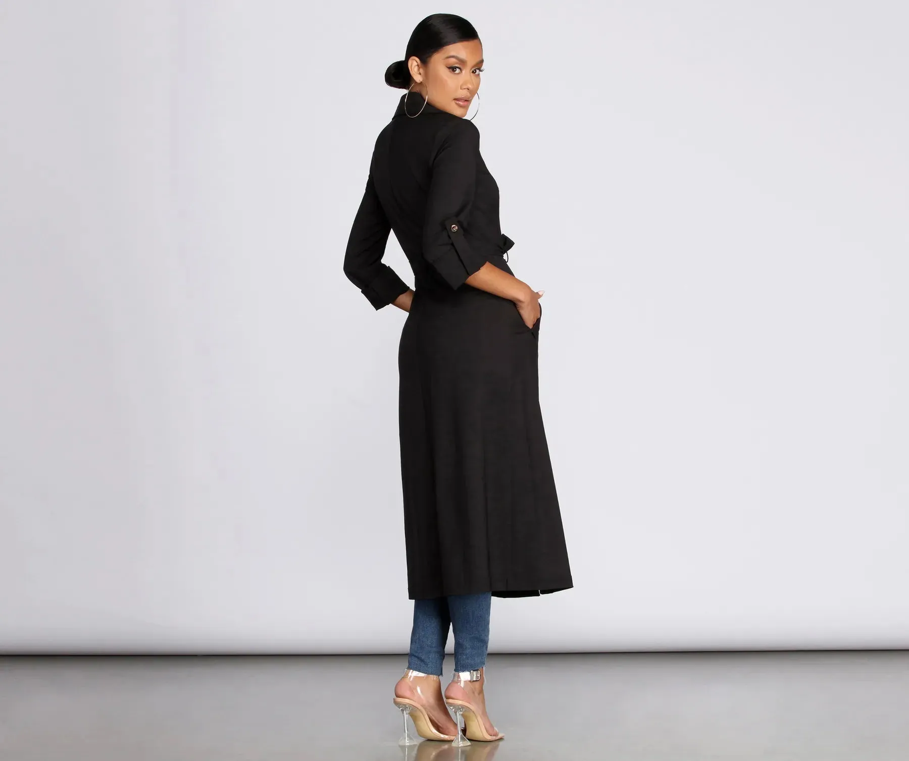 Double Trouble Long Trench Coat