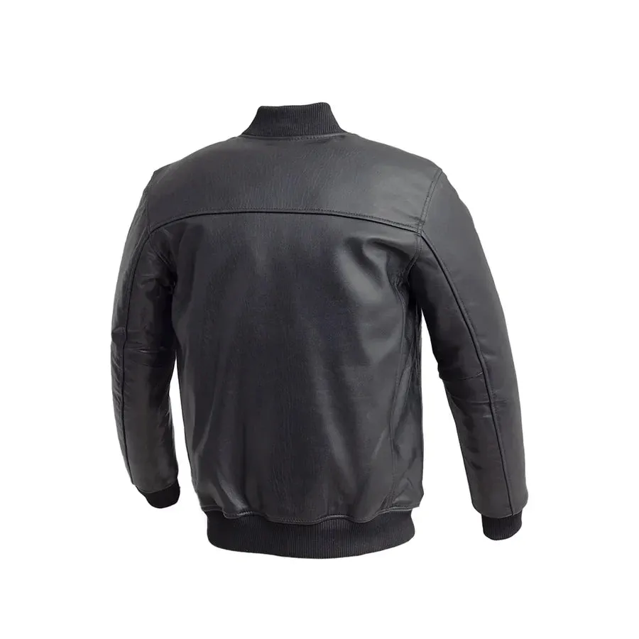 Dravis Mens Leather Bomber Jacket