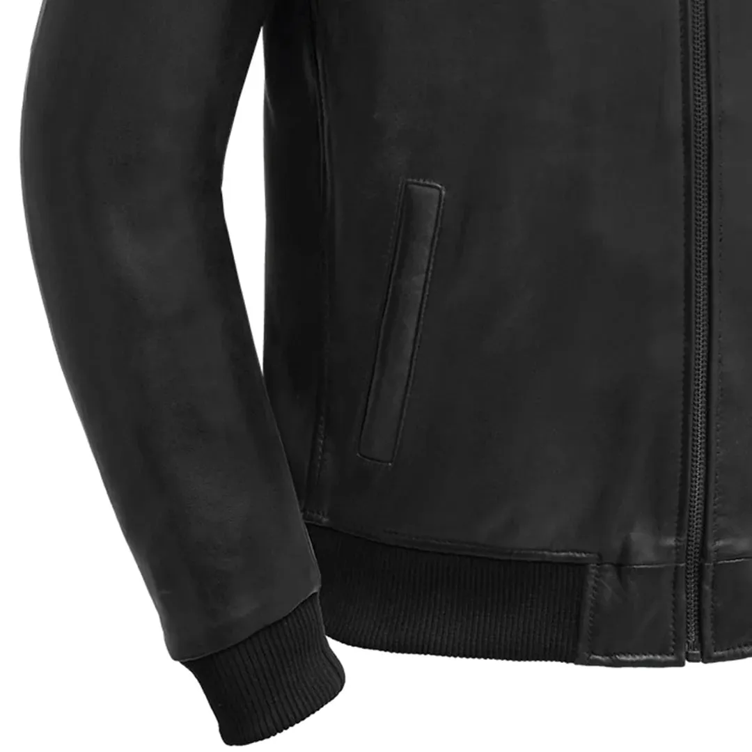 Dravis Mens Leather Bomber Jacket