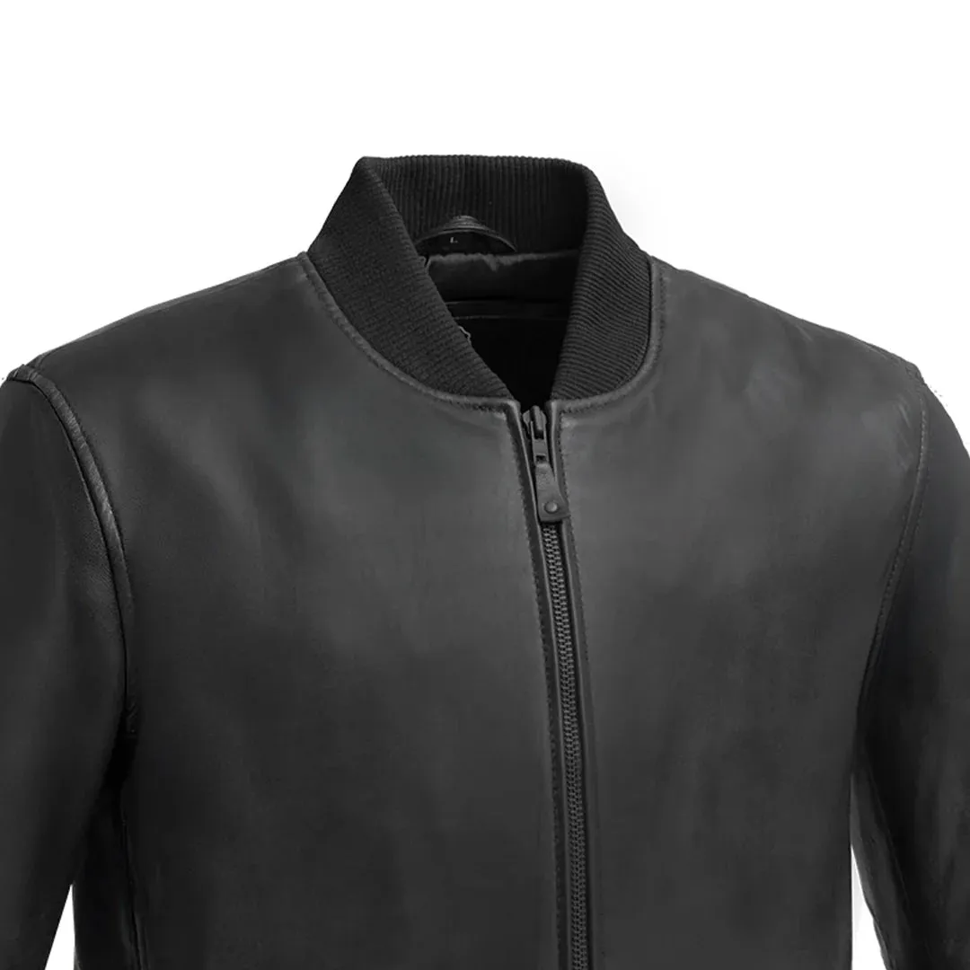 Dravis Mens Leather Bomber Jacket