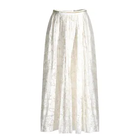 Elegant Patchwork Embroidery Skirt For Women High Waist Lace Panel Pleated Skirts Female Fashion Clothing