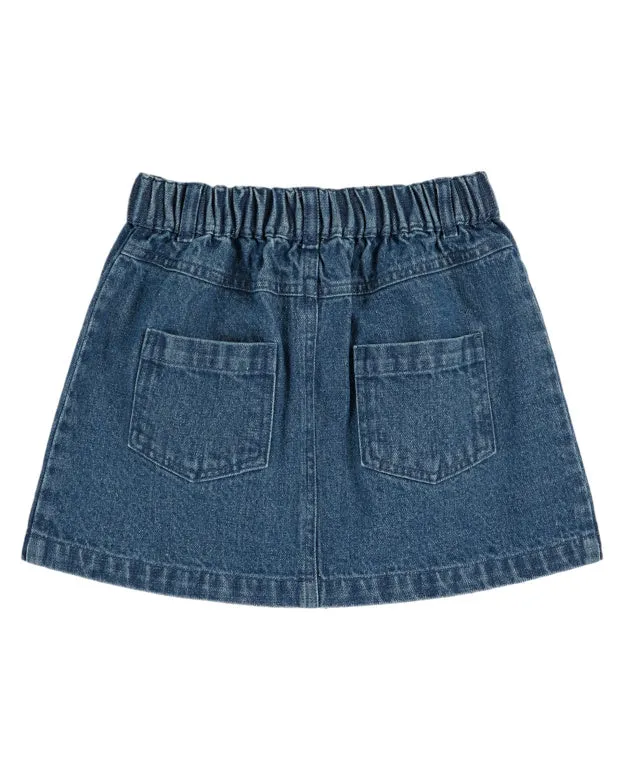 Emile et Ida Denim Embroidered Skirt