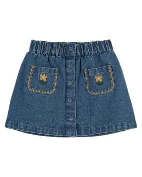 Emile et Ida Denim Embroidered Skirt