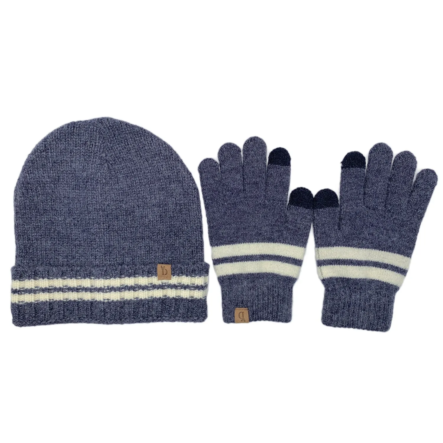 Empire Cove Winter Set Knit Striped Beanie and Touch Screen Gloves Gift Set